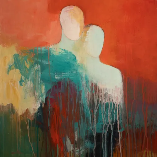 Atlantis Lovers by Jean Wallin - 20x20 figurative acrylic painting