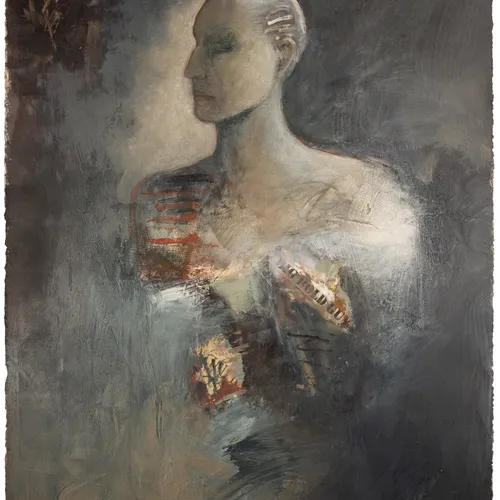 Best of a Big Bold Guy by Jean Wallin - 30x22 figurative acrylic on paper