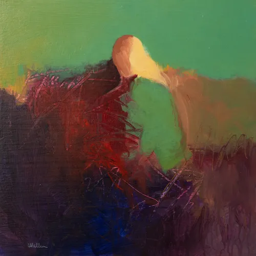 Breezy Blonde by Jean Wallin - 12x12 figurative acrylic painting