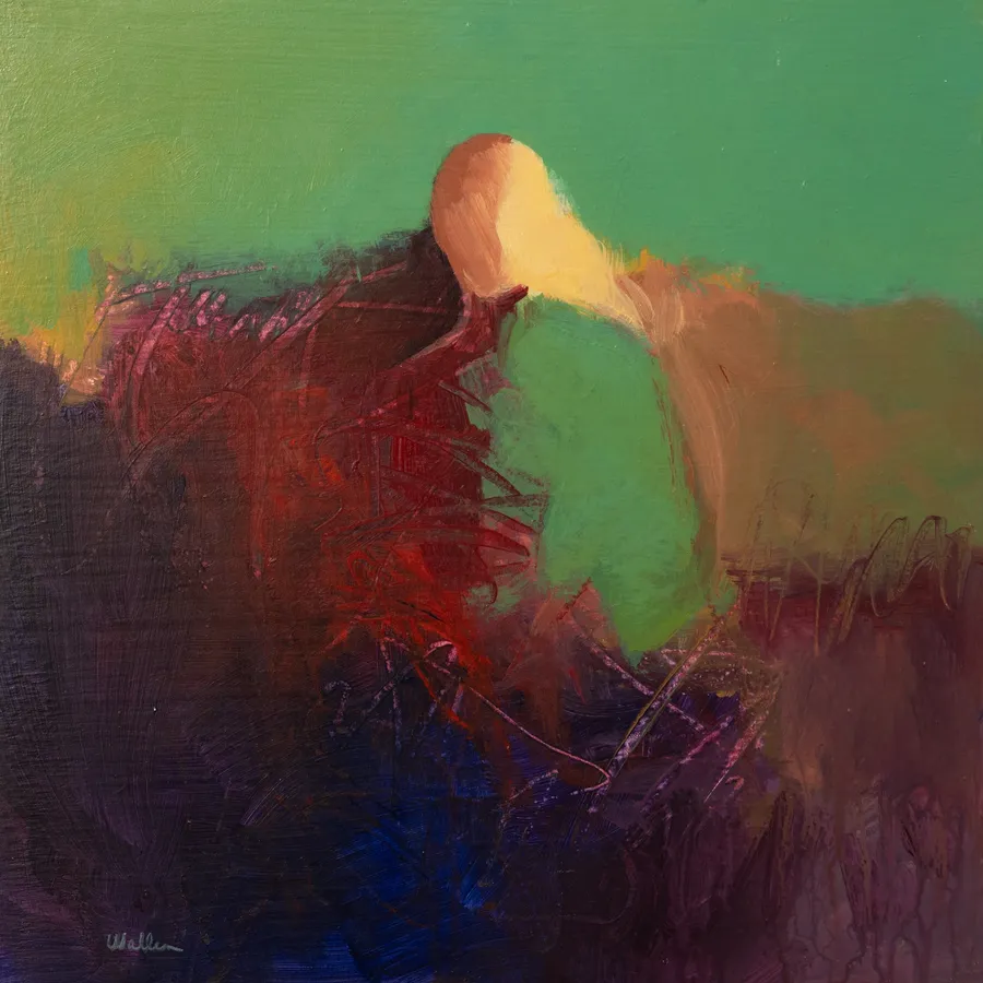 Breezy Blonde by Jean Wallin - 12x12 figurative acrylic painting
