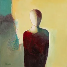 Crimson Dress by Jean Wallin - 10x10 figurative acrylic painting