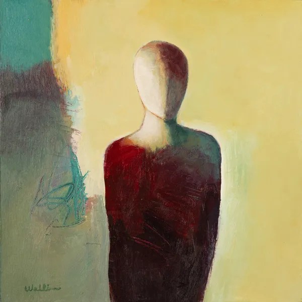 Crimson Dress by Jean Wallin - 10x10 figurative acrylic painting