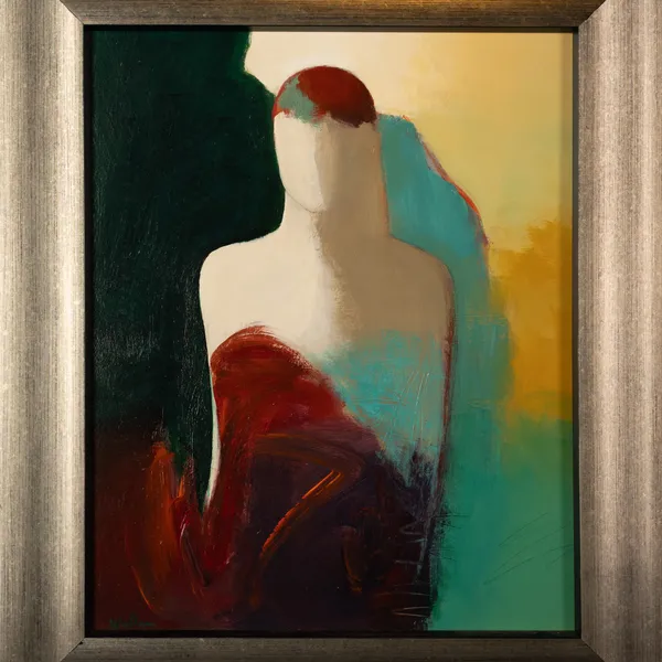 Egyptian Lady by Jean Wallin - 20x16 figurative acrylic painting, framed