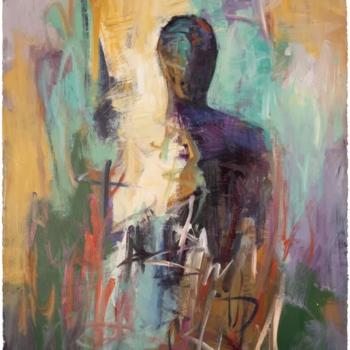 Electric Moment by Jean Wallin - 30x22 figurative acrylic on paper