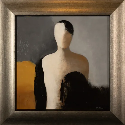 Golden Hill by Jean Wallin - 16x16 figurative acrylic painting, framed