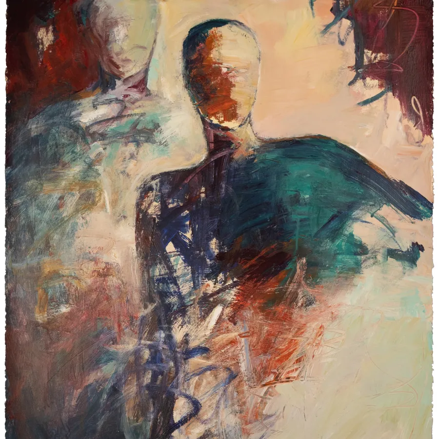 Soap Opera Couple by Jean Wallin - 30x22 figurative acrylic on paper