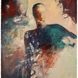 Soap Opera Couple by Jean Wallin - 30x22 figurative acrylic on paper