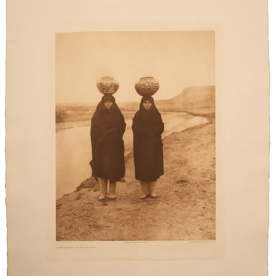 Zuni Girls at the River photogravure print by Edward S. Curtis - 23x19
